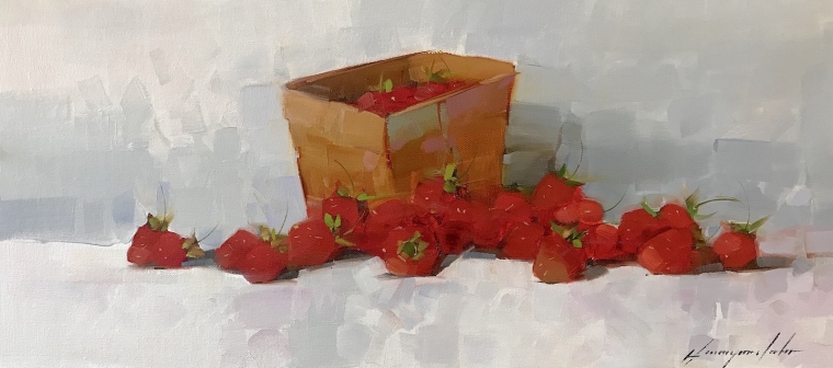 Strawberries, Still Life Original oil Painting, Handmade artwork, One of a Kind 